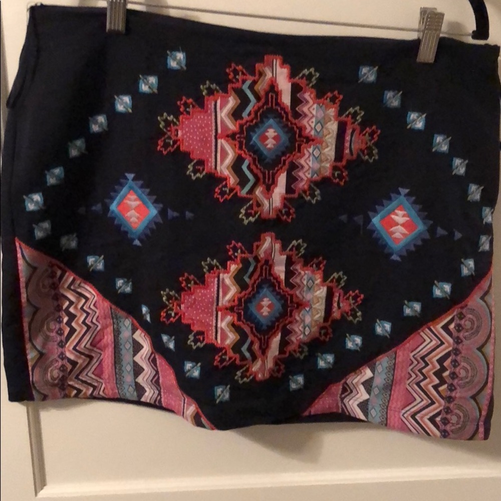 Blue Rain Pink and Navy pattern skirt